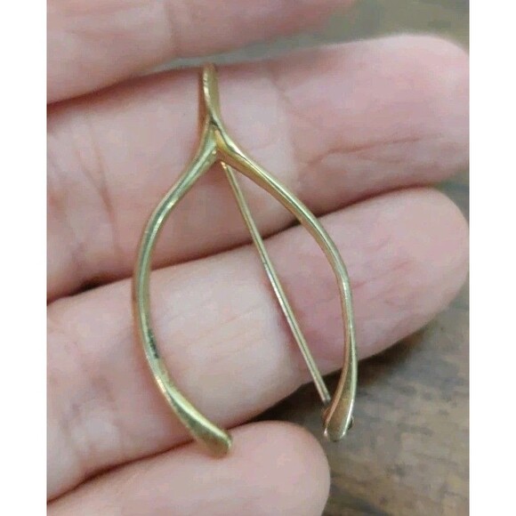 Vintage Alice Caviness 12k Gold Filled Wishbone Pin Brooch 1.5" - Picture 1 of 4